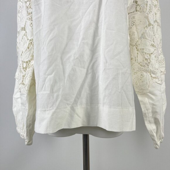 $455 NOWT See By Chloé Floral Lace Top Blouse Size 38 Deep Forest White Cotton - Picture 4 of 11